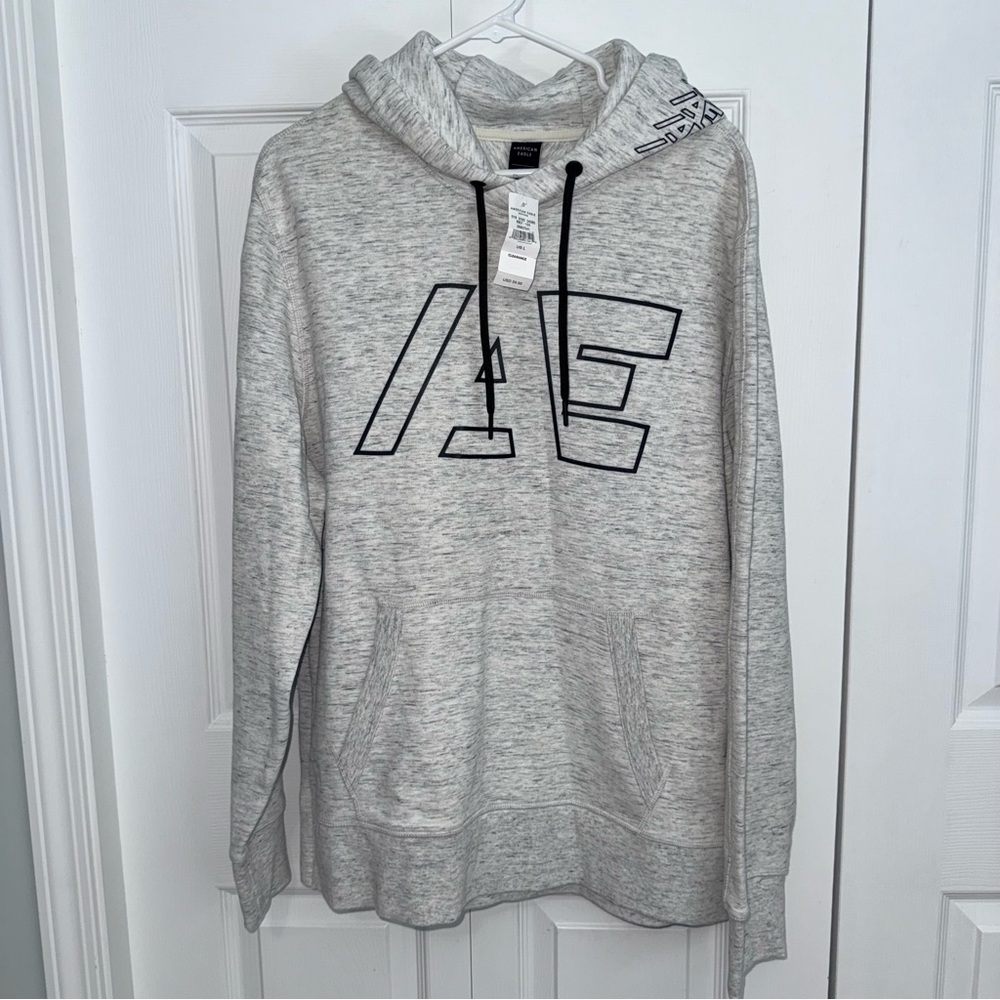 NWT American Eagle Outfitters Light Gray Hoodie side zip‎ size Large